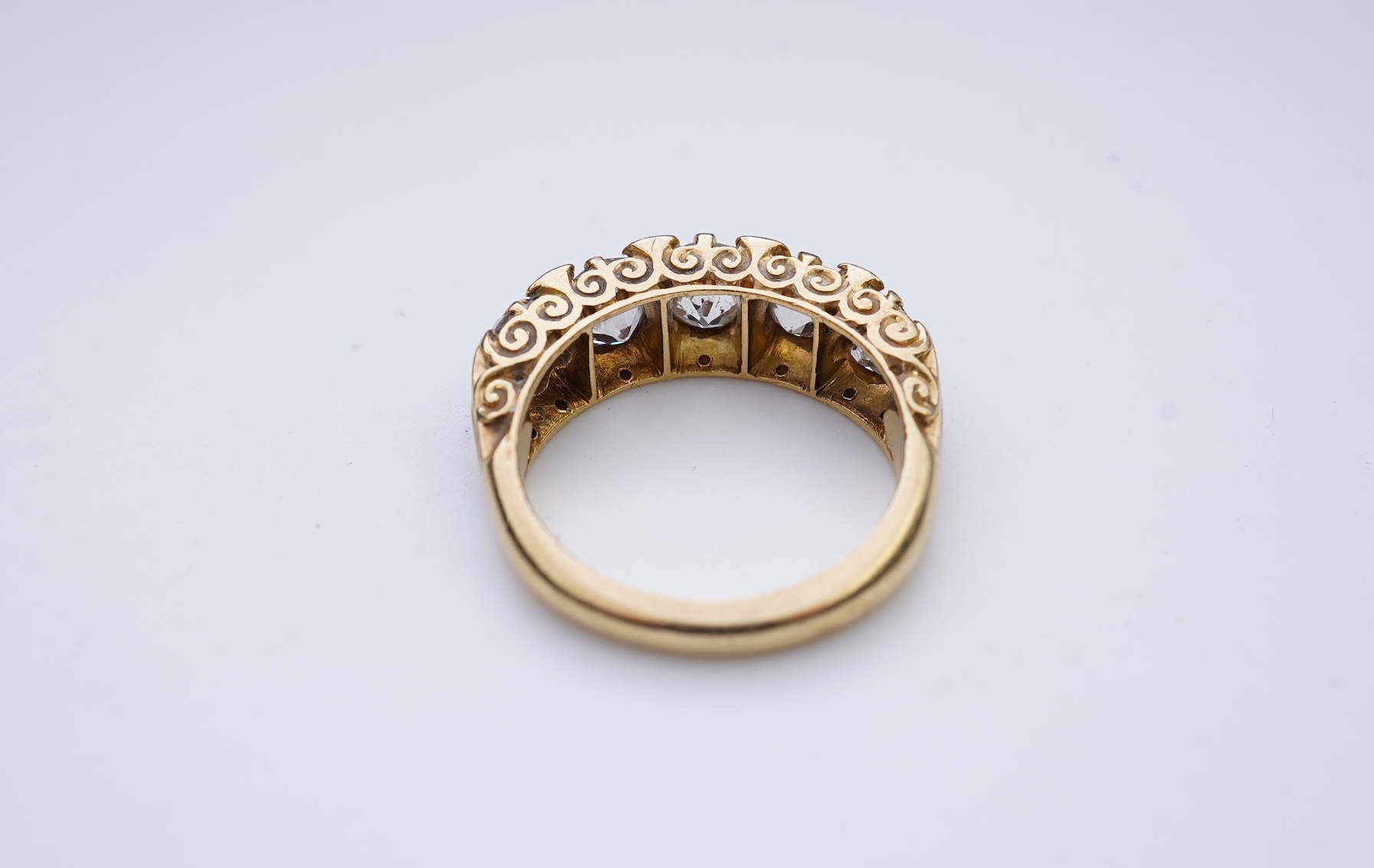 A five-stone diamond ring, circa 1900